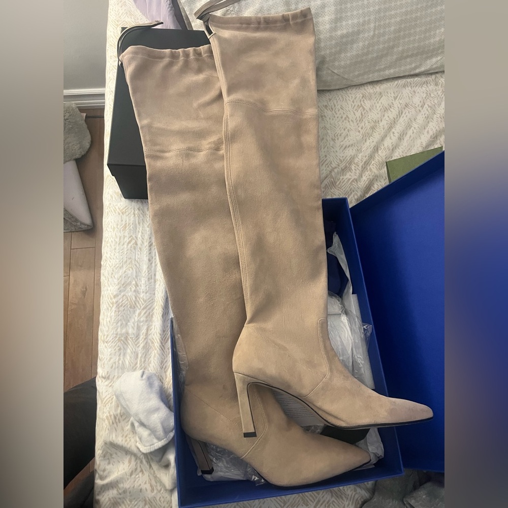 Stuart Weitzman Tan Over-the-Knee Boots with Suede Finish